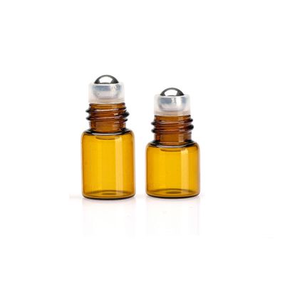 Wholesale 1ml 2ml 3ml 5ml Essential Oil Empty Perfume Amber Roll On Glass bottles with roller 