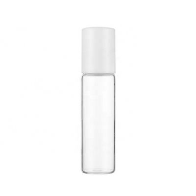 10ml White Cap Transparent Clear Glass Roller Bottle Empty Ball Perfume Bottle