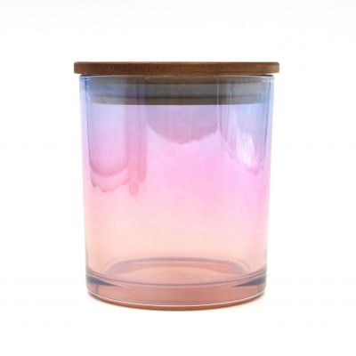 Cylinder Round Bottom Glass Candle Container with Bamboo Lid 
