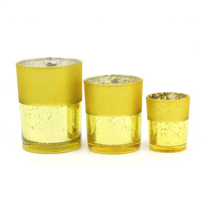 Gold Cylinder Tealight Candle Holder Set For Tble Decoration