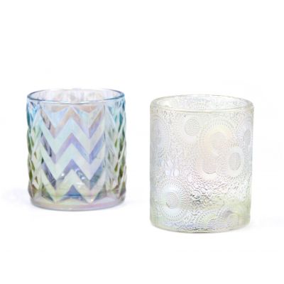 Iridescent Transparent Embossed 8oz Candle Container 