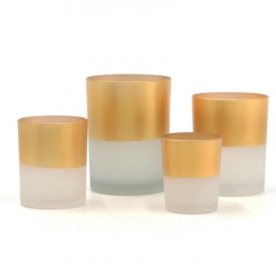 Frosted Gold Tealight Glass Candle Holder Set For Home Decoration