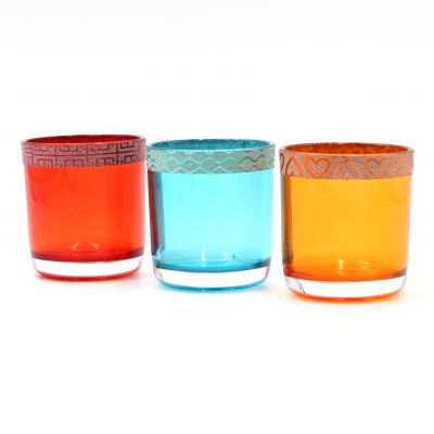 Round Bottom Coloured Cylinder Glass Candle Holders For Wedding