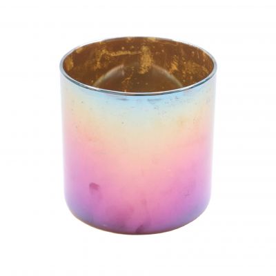 Stainless steel metal candle jars wholesale,Stainless Steel Candle Holder with rainbow electroplated