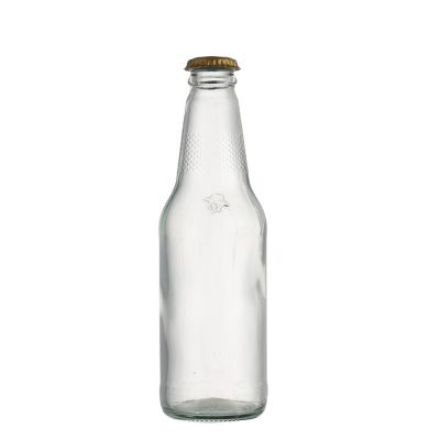 factory custom beautiful design 300 ml glass juice bottle beverage with crown