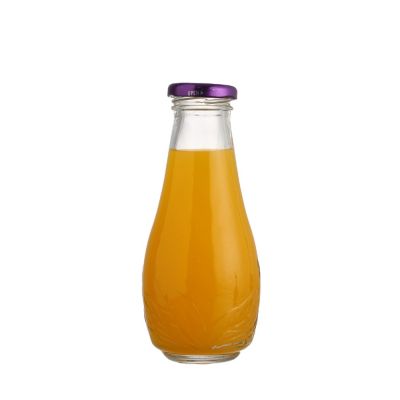Factory round shape 300 ml milk juice packaging drinks glass bottle with screw lid 