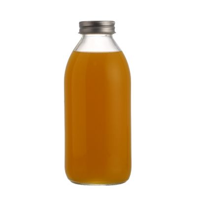 Factory price best price 500 ml clear Glass milk juice bottle for sale with metal lid