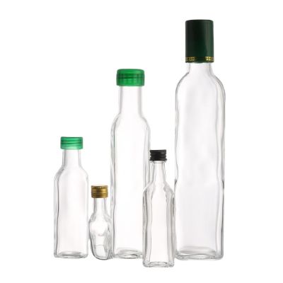 Factory design mini 20 ml 60 ml 100 ml clear Cooking Olive oil Small Glass Bottle With Screw