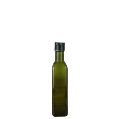 Luxury Good Price 250 ml Dark Green Square Olive oil Small Glass Bottle With Screw 