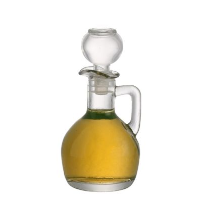 Unique shape small 150 ml clear Cooking Olive oil Empty Glass Bottle With stopper 
