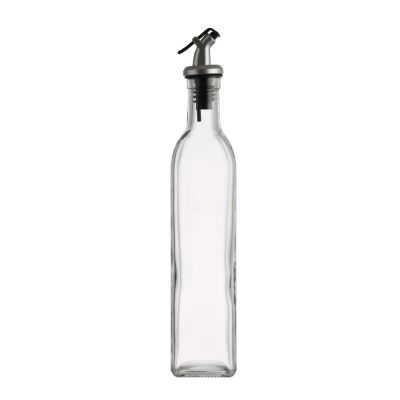 Good Price 500 ml Square Clear Glass Olive Oil Bottle Vinegar With Stopper