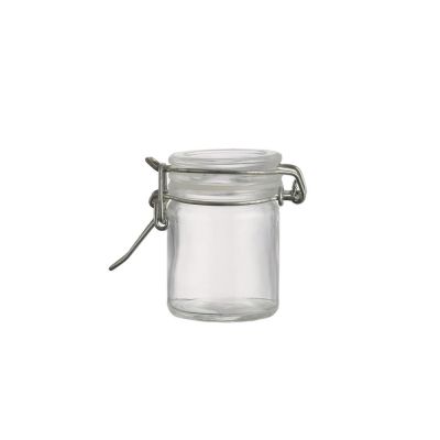 Clear best price 50 ml small size pickle Glass Food Storage Jars With Metal Clip