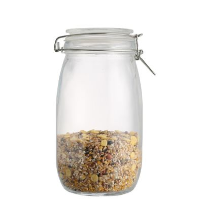 Factory Price Glass Pickle Food Storage Jar Bottle With Flip Top Lid 