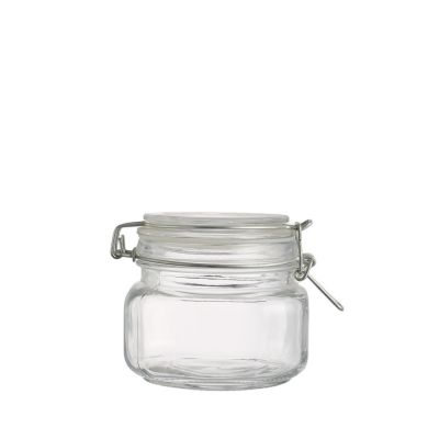500 ml Square Shape Clear Large Glass Food Storage Jars With Metal Clips 