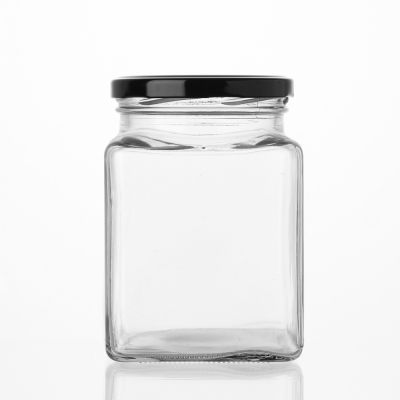 Food Grade Square glass cheap price honey jar 750 ml clear jar with screw lid 