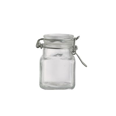 Top Quality 100 ml Containers Square Glass Food Storage Pickle Jar With Airtight Glass Lid