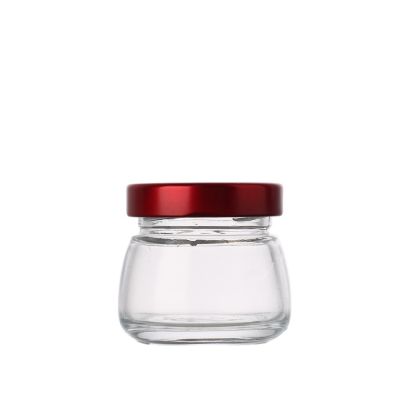 Best price fancy Shaped clear Glass 50 ml small Honey Bird Nest Jar with metal lid
