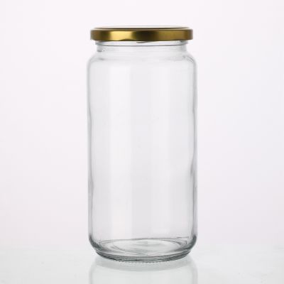 Round 900 ml Clear empty round glass food jar for jam honey pickles jar with lid