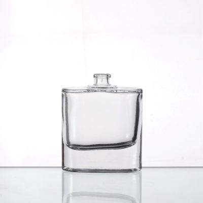 Wholesale Empty flat square clear glass 50ml perfume bottle 