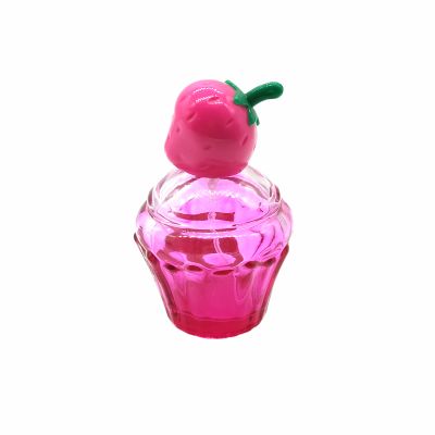 50ML girls heart pink strawberry cake - shaped Glass bottle Cute perfume bottle