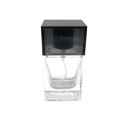 Small style 25 ml square sprayer clear bottle with grey color 