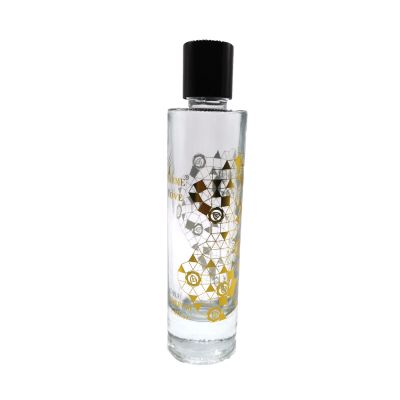 perfume glass bottle 100ml unique design golden flower glass clear bottle