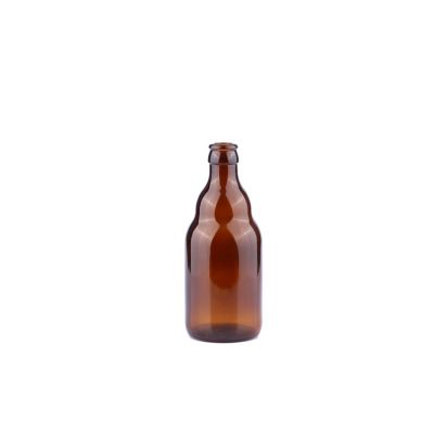 Wholesale short round empty custom glass bottles amber 330 ml beer bottle for sale 