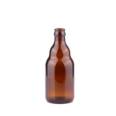 Wholesale stubby shaped short neck amber crown lid empty glass beer bottle 330ml for party 