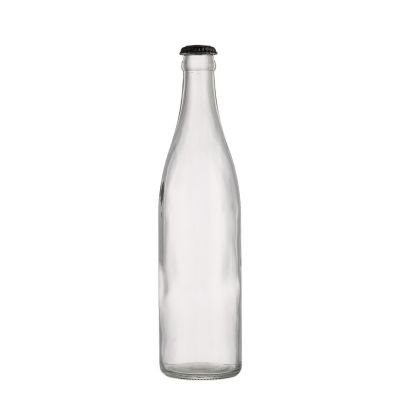 Design long neck best price bulk 500 clear empty glass beer bottle with crown