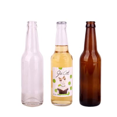Clear Amber 330ML Glass Soda Beer Bottle for Beverage Drinks Crown Cap 