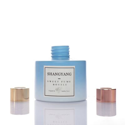 Matte Gradient Blue Cylindrical 100ml Fragrance Diffuser High Quality Reed Diffuser Glass Bottle 