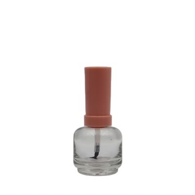 Wholesale empty clear round nail polish glass bottle with cap and brush 