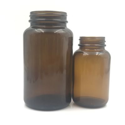 300ml Amber Wide mouth Glass Bottle Medical Pill Bottles with gold cap 