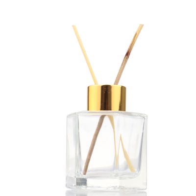 90ml Six Sides reed glass diffuser perfume bottle with golden cap