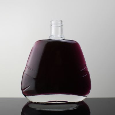 New Design High End Brandy Style 500ml Glass Cognac Bottle