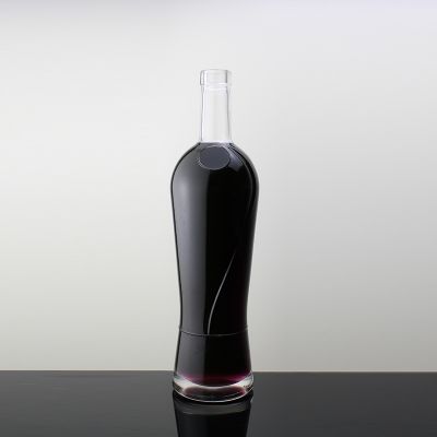 Clear Unique White Fancy Brandy Cork Cap Finish 700ml Custom Design Glass Bottle 