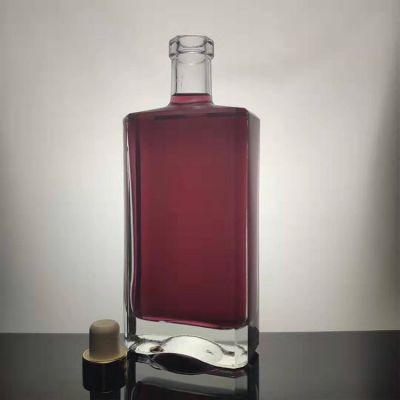 Glass Bottle China Custom Whiskey Factory Alcohol Clear Square Liquor 500ml Hip Flask 