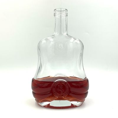 700ml Unique Shape Clear Glass Wine Bottle For Spirits Rum Whiskey Tequila 
