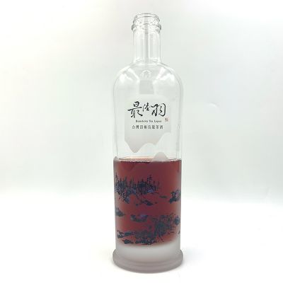600ml Roasted Flower Glass Bottle For Wine 