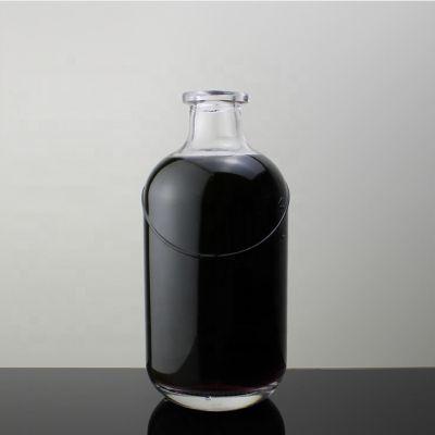 Customized Embossed Logo Rum Round Shape Glass Spirits Bottle Plain Gin Bottles 700ml 