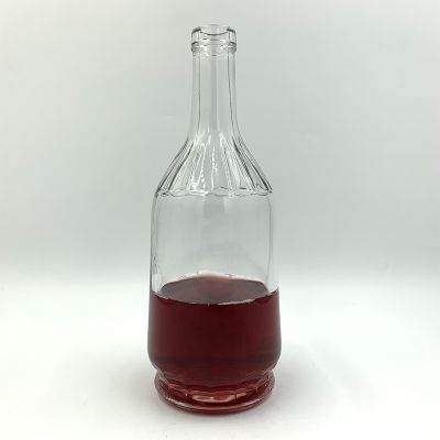 700ml Unique Design Round Clear Glass Bottle For Wine Rum 