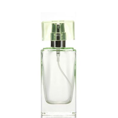 20ml 0.66oz light green straight rectangle shape vintage luxury empty women glass cosmetic refillable perfume bottle
