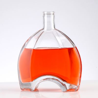 custom design 500ml 750 ml clear liquor glass bottle for brandy xo whisky 