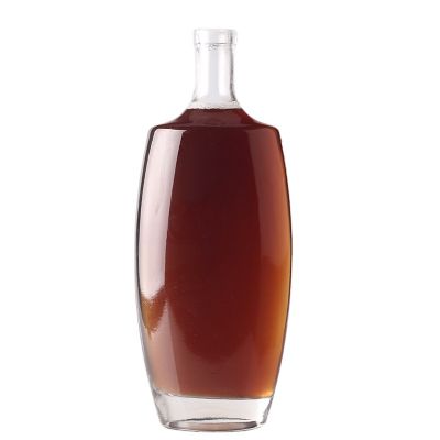 Factory made lead-free flat shape savoy whisky glass bottle with cap 