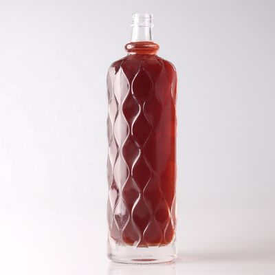 Super flint glass brandy bottle with cork luxury glass bottle 500ml 