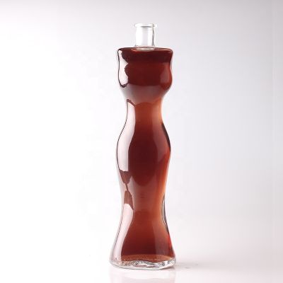 New Design Custom Lady Shaped 700ml Whisky Bottle Price With Cork Unique Lady Body Shaped Glass Bottle 