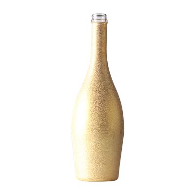 Custom Golden Spray 750ml Tactual Champagne Bottle 75cl Empty Painting Glass Bottle For Wholesale 