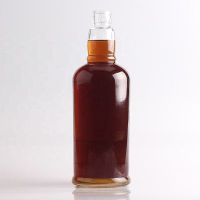Factory Made 700ml Glass Bottle For Rum Super Flint Unique Shape Liquor Bottles 