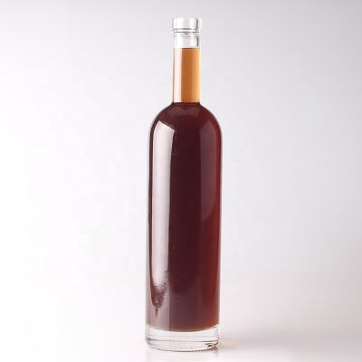 Popular Classic Design 75cl Glass Bottle For Wine Thick Bottom Long Neck Glass Wine Bottle With Cork 