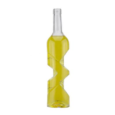 High Flint Customized Unique Design Liquor Spirits Glass Bottle 700ml 750ml Vodka Whiskey Glass Bottle With Cork Top